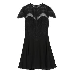 COSTARELLOS Lace and Chiffon Fit and Flare Dress Women BLACK Dresses